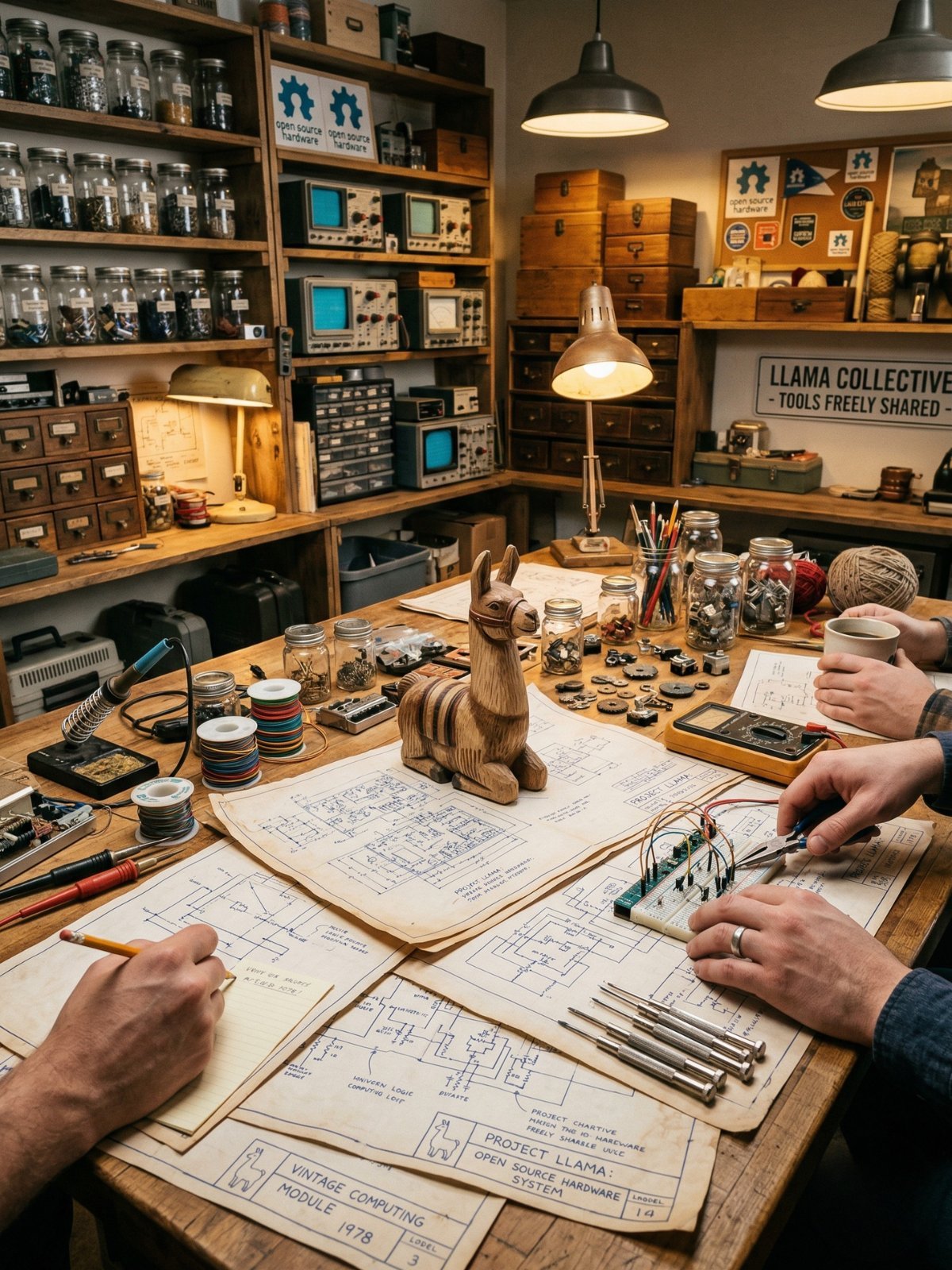 Logo de Meta y Llama sobre fondo corporativo